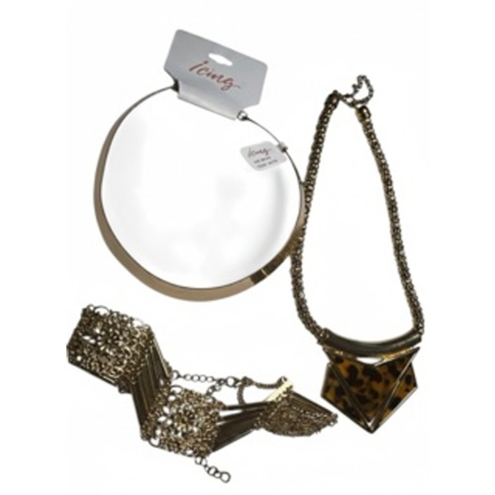 Icing Gold Tone Collar Choker Leopard Geometric Filigree Statement Necklace Lot